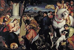 Aanbidding der Koningen door Jacopo Bassano
